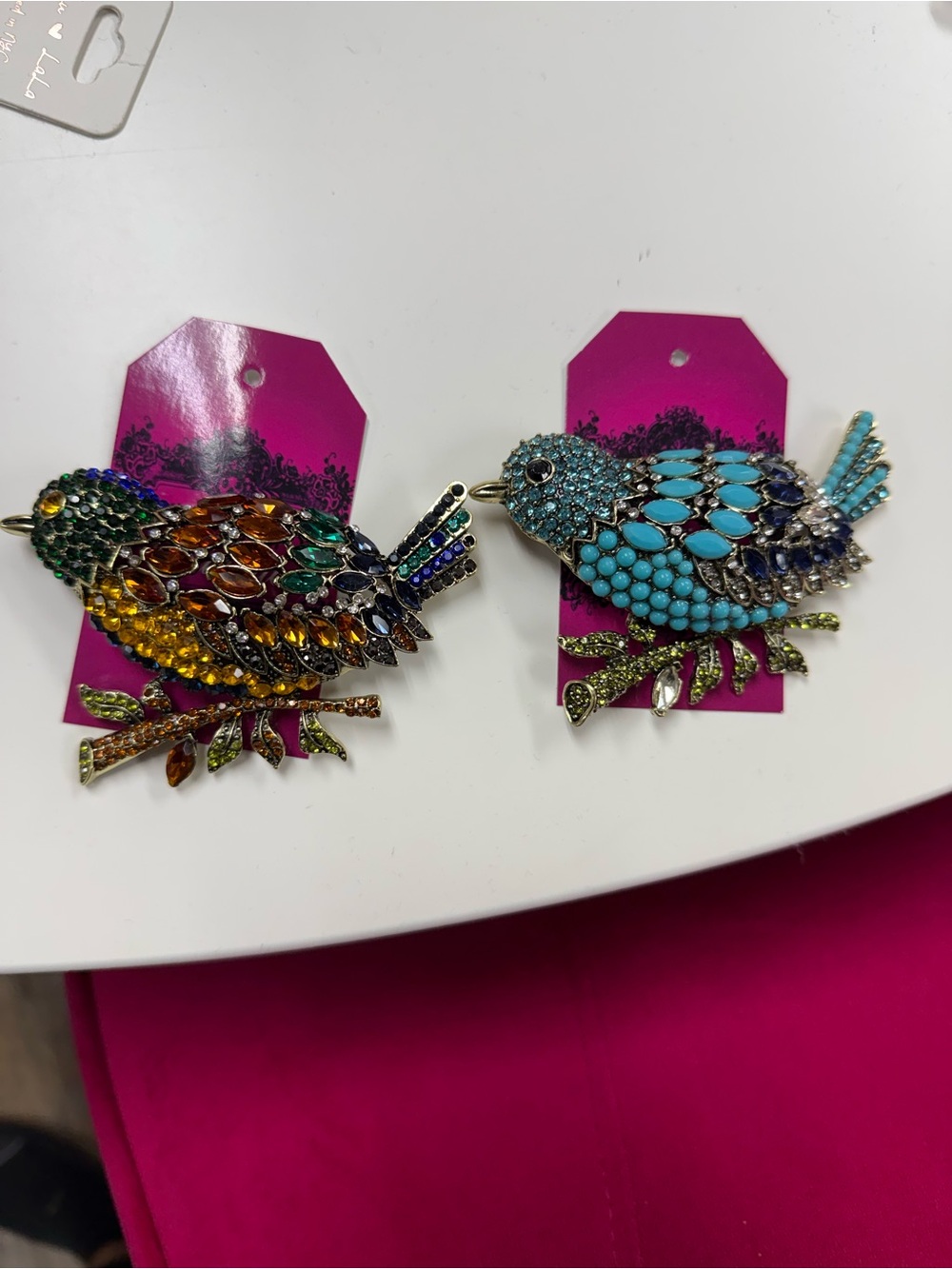 New Crystal Bird Brooch Pin - Turquoise Blue
